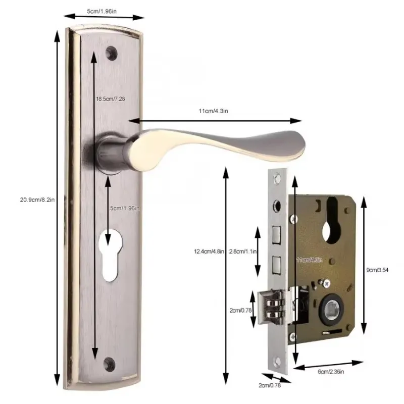 Gold Door Handle Lock Silent H - Furniture Hardware Gold 리뷰 및 가격